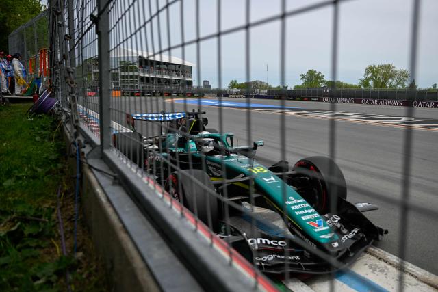 Aston Martin's Canadian driver Lance Stroll races during the Sprint race ahead of the 2026 Formula 1 Grand Prix du Canada at Circuit Gilles-Villeneuve in Montreal, Canada, on May 23, 2026. (Photo by Andrej Ivanov / AFP)