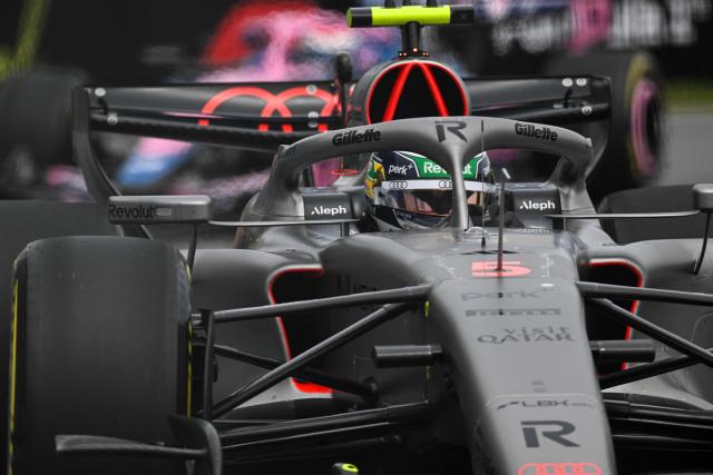Audi's Brazilian driver Gabriel Bortoleto races during the Sprint race ahead of the 2026 Formula 1 Grand Prix du Canada at Circuit Gilles-Villeneuve in Montreal, Canada, on May 23, 2026. (Photo by Andrej Ivanov / AFP)
