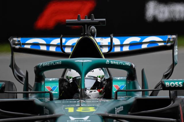 Aston Martin's Canadian driver Lance Stroll races during the Sprint race ahead of the 2026 Formula 1 Grand Prix du Canada at Circuit Gilles-Villeneuve in Montreal, Canada, on May 23, 2026. (Photo by Andrej Ivanov / AFP)