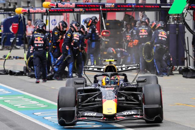 Red Bull Racing's French driver Isack Hadjar drives out of pit lane during the Sprint race ahead of the 2026 Formula 1 Grand Prix du Canada at Circuit Gilles-Villeneuve in Montreal, Canada, on May 23, 2026. (Photo by Cristobal Herrera Ulashkevich / POOL / AFP)
