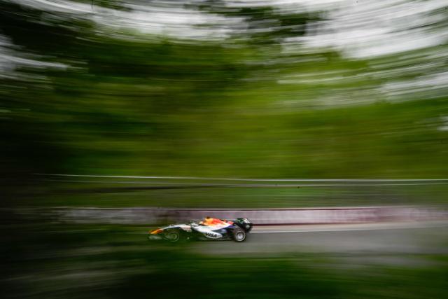 Racing Bulls' British driver Arvid Lindblad races during the qualifying session for the 2026 Formula 1 Grand Prix du Canada at Circuit Gilles-Villeneuve in Montreal, Canada, on May 23, 2026. (Photo by Andrej Ivanov / AFP)