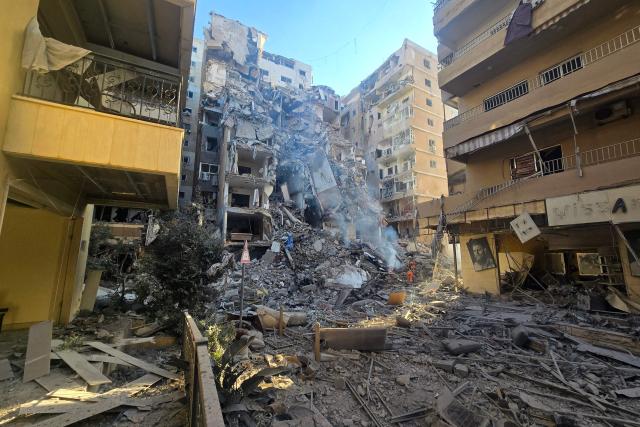 A destroyed building is pictured at the site of an Israeli strike in Tyre, southern Lebanon, on May 28, 2026. The Israeli military said on May 28 it had begun new strikes on Hezbollah infrastructure around the southern Lebanese city of Tyre after issuing an evacuation warning to its residents. (Photo by KAWNAT HAJU / AFP)