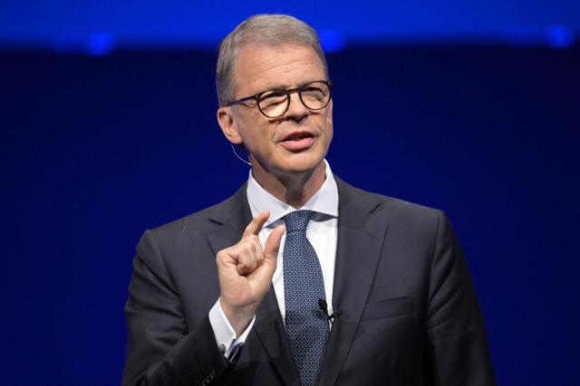 Deutsche Bank CEO Christian Sewing speaks on stage during the company's annual shareholder meeting on May 28, 2026 in Frankfurt am Main, western Germany. (Photo by Hannes P. Albert / AFP)