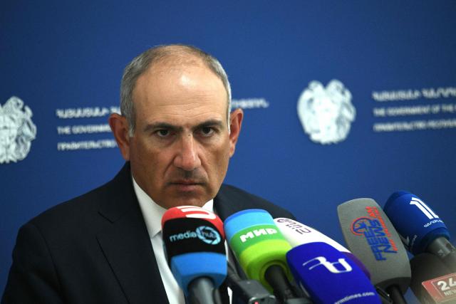 Armenia's Prime Minister Nikol Pashinyan delivers a speech during a press conference for Armenia's Republic Day in Yerevan on May 28, 2026. (Photo by KAREN MINASYAN / AFP)