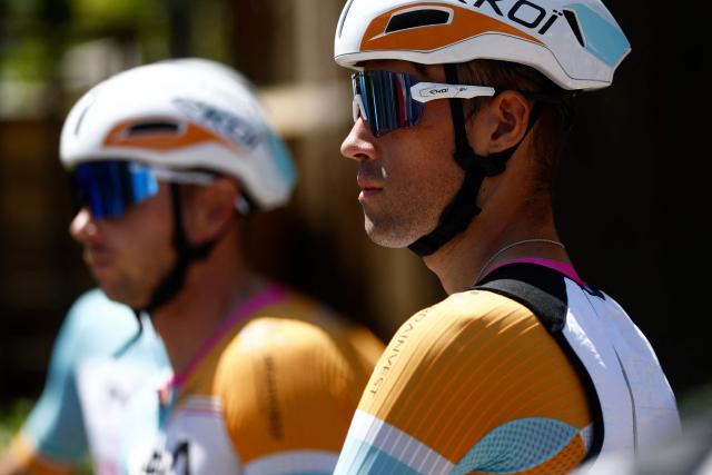 NSN Cycling Team British rider Ethan Vernon is pictured before the 18th stage of the Giro d'Italia 2026 - Tour of Italy cycling race between Fai della Paganella and Pieve di Soligo, Italy, on May 28, 2026. (Photo by Luca Bettini / AFP)