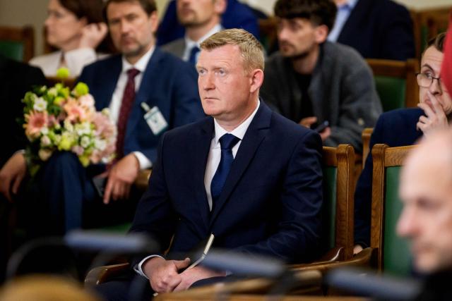 Raivis Melnis, candidate for defence minister attends a parliamentary session before voting for the approval of the new cabinet of government ministers in the Saeima (Parliament of Latvia) on May 28, 2026 in Riga, Latvia. (Photo by Gints Ivuskans and AFP / AFP)