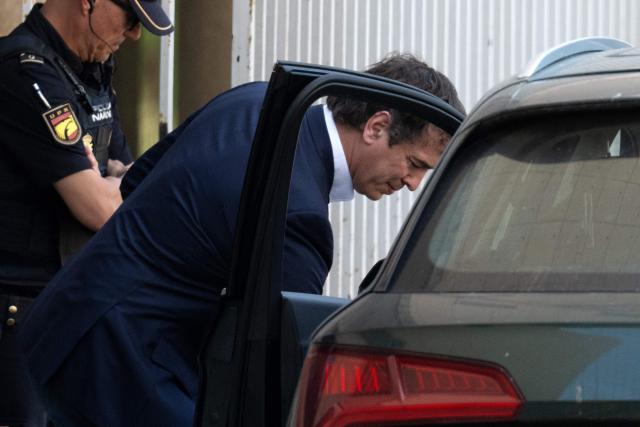 David Sanchez, the brother of Spain's Prime Minister Pedro Sanchez leaves the Provincial Court of Badajoz, in Badajoz on May 28, 2026. David Sanchez went on trial on allegations of receiving favorable treatment to secure a tailor-made job which was later converted into head of the province’s Performing Arts Office, in Badajoz. He is charged along with 10 others for alleged crimes of administrative malfeasance and influence peddling. (Photo by JORGE GUERRERO / EFE pool / AFP)