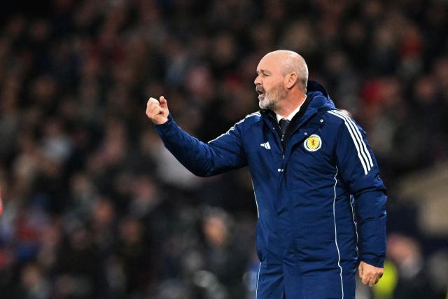 (FILES) Scotland's head coach Steve Clarke reacts during the UEFA Nations League, League A Group A1 football match between Scotland and Portugal at Hampden Park Stadium in Glasgow, on October 15, 2024. Scotland manager Steve Clarke signed a four-year contract extension on on May 28, 2026 as he prepares to lead his country to their first World Cup since 1998. (Photo by ANDY BUCHANAN / AFP)