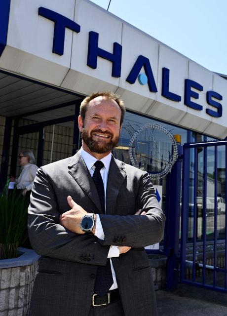 Thales Belgium CEO Alain Quevrin pose during a press visit to the rocket systems production site of the French multinational aerospace and defence corporation Thales in Herstal on May 28, 2026. (Photo by ERIC LALMAND / Belga / AFP) / Belgium OUT