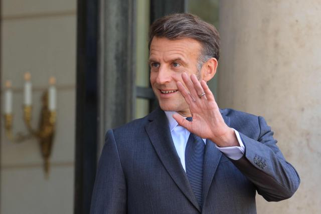 France's President Emmanuel Macron waits for the arrival of Indonesia's President ahead of a meeting at The Elysee Presidential Palace in Paris on May 28, 2026. (Photo by Ludovic MARIN / AFP)