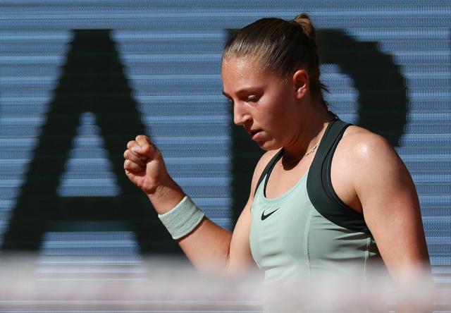 France's Diane Parry reacts to her victory against US Ann Li at the end of their women's singles match on day 5 of the French Open tennis tournament on Court Philippe-Chatrier at the Roland-Garros Complex in Paris on May 28, 2026. (Photo by Alain JOCARD / AFP)