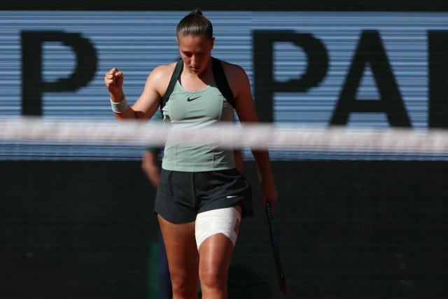 France's Diane Parry reacts to her victory against US Ann Li at the end of their women's singles match on day 5 of the French Open tennis tournament on Court Philippe-Chatrier at the Roland-Garros Complex in Paris on May 28, 2026. (Photo by Alain JOCARD / AFP)