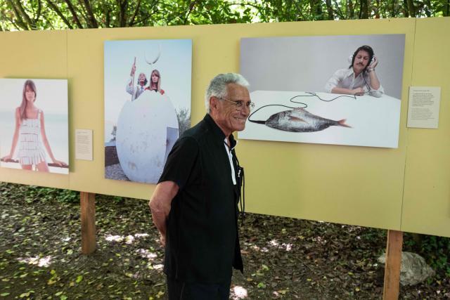 French photographer Jean-Marie Perier presents his exhibition "My pop years" during a press tour as part of the "La Gacilly" photo festival in La Gacilly, western France, on May 28, 2026. La Gacilly photo festival will runs to June 1 to October 2026. (Photo by Sebastien Salom-Gomis / AFP)