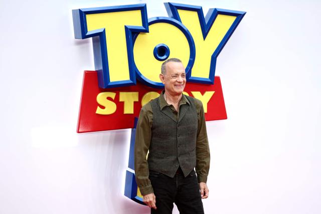 US actor Tom Hanks poses upon red carpet during the UK launch event of the film 'Toy Story 5' in London on May 28, 2026. (Photo by Henry NICHOLLS / AFP)