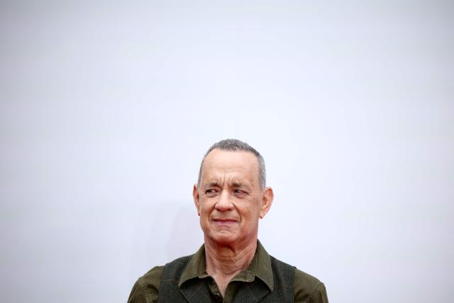 US actor Tom Hanks poses upon arrival to attend the red carpet for the UK launch event of the film 'Toy Story 5' in London on May 28, 2026. (Photo by Henry NICHOLLS / AFP)