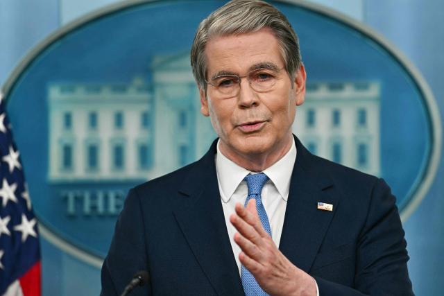 US Secretary of Treasury Scott Bessent speaks during a press briefing in the Brady Briefing Room of the White House in Washington, DC, on May 28, 2026. (Photo by Kent NISHIMURA / AFP)