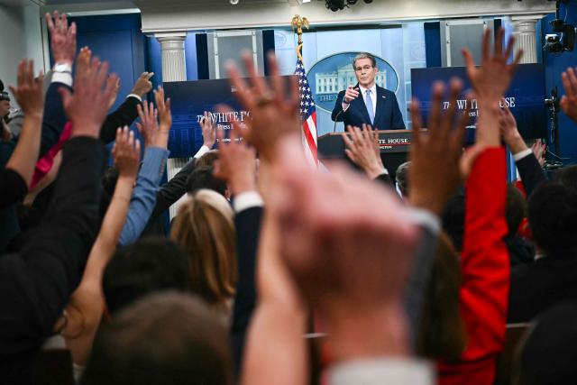 US Secretary of Treasury Scott Bessent takes questions from reporters during a press briefing in the Brady Briefing Room of the White House in Washington, DC, on May 28, 2026. (Photo by Kent NISHIMURA / AFP)