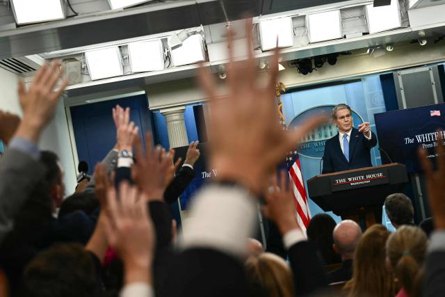 US Secretary of Treasury Scott Bessent speaks during a press briefing in the Brady Briefing Room of the White House in Washington, DC, on May 28, 2026. (Photo by Kent NISHIMURA / AFP)