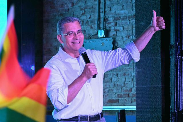 Democratic gubernatorial candidate Xavier Becerra speaks during a get-out-the-vote event in West Hollywood, California, on May 28, 2026. (Photo by Frederic J. Brown / AFP)