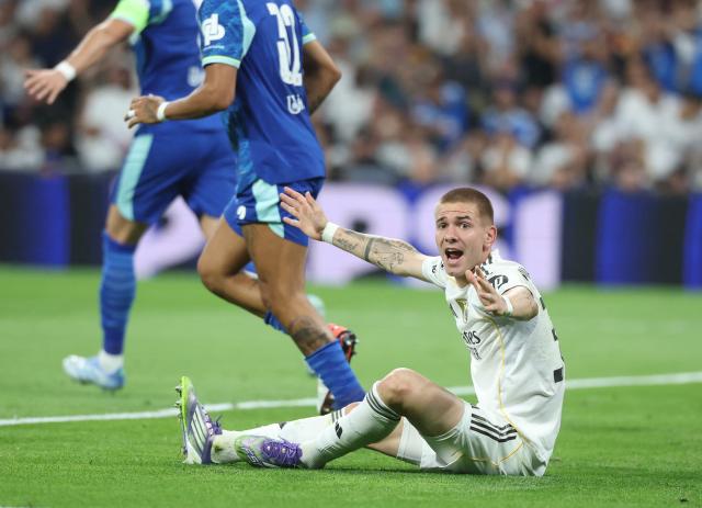 (FILES) Real Madrid's Argentine forward #30 Franco Mastantuono reacts on the ground during the UEFA Champions League first round day 1 football match between Real Madrid CF and Olympique de Marseille at the Santiago Bernabeu stadium in Madrid on September 16, 2025. Lionel Messi will captain Argentina at the World Cup, national head coach Lionel Scaloni announced on May 28, 2026, as he unveiled his 26-man squad. Messi, 38, heads the list on his sixth World Cup appearance, which notably omits Real Madrid's Franco Mastantuono. (Photo by Pierre-Philippe MARCOU / AFP)