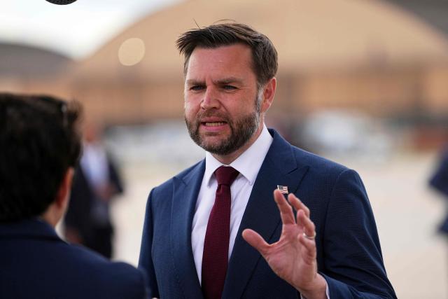 US Vice President JD Vance speaks with reporters after his arrival at Joint Base Andrews in Maryland, on May 28, 2026 on his return from Colorado where he attended the 2026 graduation ceremony at the US Air Force Academy. (Photo by Matt Rourke / POOL / AFP)