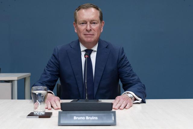 Netherland's former Minister of Health Bruno Bruins attends a public hearing during a parliamentary enquiry committee on the country's coronavirus (Covid) policy, in The Hague, on May 29, 2026. (Photo by Jeroen Jumelet / ANP / AFP) / Netherlands OUT