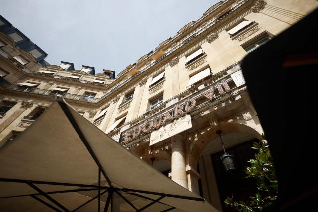 This photograph shows a view of Theatre Edouard VII currently hosting a play entitled "Deuxieme Partie" starring French singer and actor Patrick Bruel in Paris on May 29, 2026. A performance of the play "Deuxieme Partie" was briefly disrupted on the evening of May 27, 2026 in Paris by activists from the feminist collective Nous Toutes who had taken their seats in the Theatre Edouard VII, according to videos posted on social media. Patrick Bruel is currently facing four rape allegations in France and a judicial investigation into sexual assault in Belgium. He denies all the allegations against him. (Photo by SIMON WOHLFAHRT / AFP)