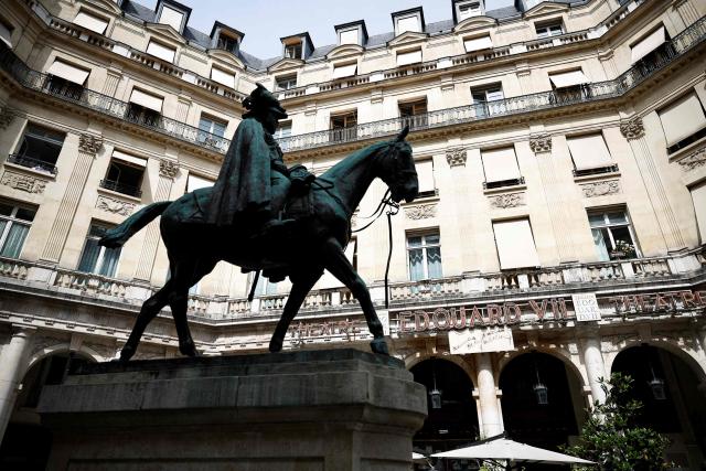 This photograph shows a view of Theatre Edouard VII currently hosting a play entitled "Deuxieme Partie" starring French singer and actor Patrick Bruel in Paris on May 29, 2026. A performance of the play "Deuxieme Partie" was briefly disrupted on the evening of May 27, 2026 in Paris by activists from the feminist collective Nous Toutes who had taken their seats in the Theatre Edouard VII, according to videos posted on social media. Patrick Bruel is currently facing four rape allegations in France and a judicial investigation into sexual assault in Belgium. He denies all the allegations against him. (Photo by SIMON WOHLFAHRT / AFP)