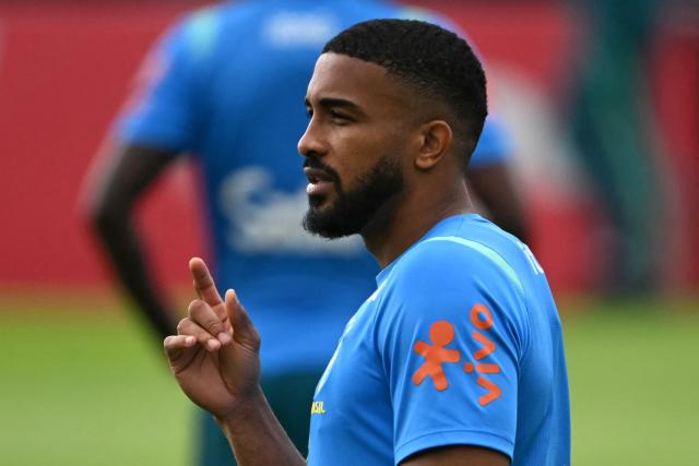 Brazil's defender Gleison Bremer takes part in a training session at the Granja Comary training center in Teresopolis, Rio de Janeiro, Brazil, on May 29, 2026, ahead of the FIFA World Cup 2026. (Photo by Mauro PIMENTEL / AFP)