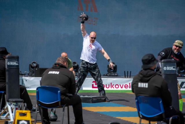 Ukrainian veterans compete in the Multisport Festival for Veterans in Bukovel, south-western Ukraine on May 29, 2026, amid the Russian invasion of Ukraine. Competitions are held in individual and team formats, combining strength, functional and adaptive elements to allow participants to demonstrate their abilities. The events are designed for war veterans, taking into account varying levels of physical fitness, recovery needs, service experience and rehabilitation requirements. (Photo by Mykola SYNELNYKOV / AFP)