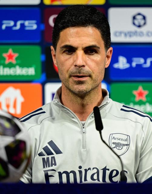 Arsenal's Spanish manager Mikel Arteta addresses a MD-1 press conference on May 29, 2026, the eve of the UEFA Champions League final football match between Paris Saint-Germain (PSG) and Arsenal at the Puskas Arena in Budapest. Paris Saint-Germain (PSG) face Arsenal in the UEFA Champions League final football match on May 30, 2026 in Budapest. (Photo by INA FASSBENDER / POOL / AFP)