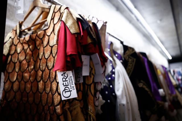 This photograph shows Opera de Bastille items on display during a costume sale held by the Bastille Opera in Paris on May 29, 2026. The Opera Bastille is putting around 5,000 costumes for sale. (Photo by Kenzo TRIBOUILLARD / AFP)