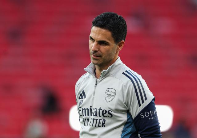 Arsenal's Spanish manager Mikel Arteta attends a MD-1 training session of Arsenal FC at the Puskas Arena in Budapest on May 29, 2026, on the eve of the UEFA Champions League final football match between Paris Saint-Germain (PSG) and Arsenal FC. Paris Saint-Germain (PSG) face Arsenal in the UEFA Champions League final football match on May 30, 2026 in Budapest. (Photo by FRANCK FIFE / AFP)