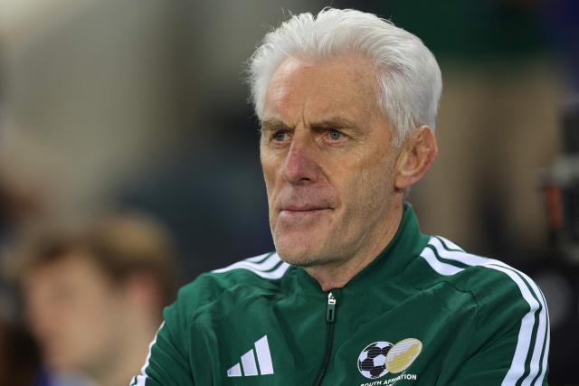South Africa's Belgian coach Hugo Broos looks on ahead of the international friendly football match between South Africa and Nicaragua at Orlando Stadium in Soweto on May 29, 2026. (Photo by Phill Magakoe / AFP)