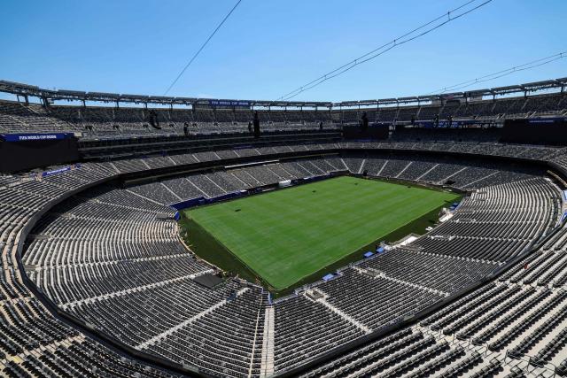 A general view shows the New York New Jersey Stadium (temporarily renamed from Metlife Stadium) ahead of the 2026 FIFA World Cup on May 29, 2026 in East Rutherford, New Jersey. (Photo by ANGELA WEISS / AFP)