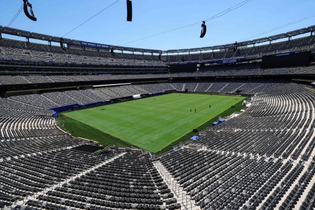 A general view shows the New York New Jersey Stadium (temporarily renamed from Metlife Stadium) ahead of the 2026 FIFA World Cup on May 29, 2026 in East Rutherford, New Jersey. (Photo by ANGELA WEISS / AFP)