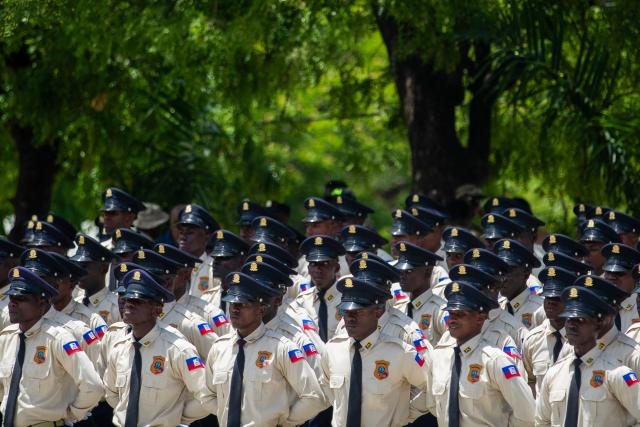 New members of Haiti's National Police stand in formation during their graduation ceremony at the Police Academy in Port-au-Prince, Haiti, on May 29, 2026. (Photo by Clarens SIFFROY / AFP)