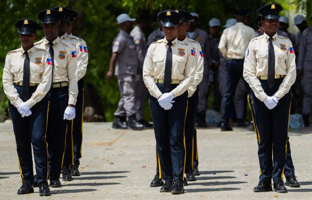 New members of Haiti's National Police stand in formation during their graduation ceremony at the Police Academy in Port-au-Prince, Haiti, on May 29, 2026. (Photo by Clarens SIFFROY / AFP)