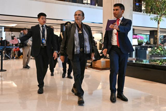 East Timor’s President Jose Ramos-Horta (C) arrives for the 23rd Shangri-La Dialogue summit in Singapore on May 30, 2026. (Photo by MOHD RASFAN / AFP)