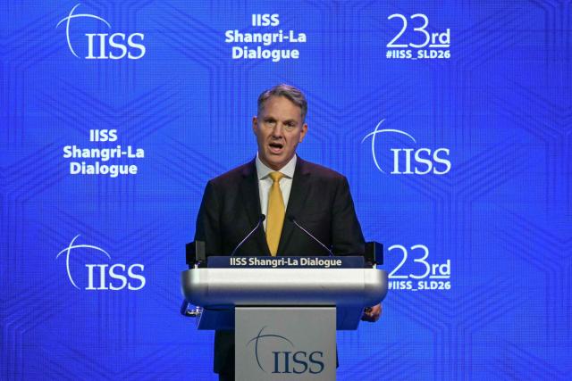 Australia's Deputy Prime Minister and Defence Minister Richard Marles speaks during a plenary session of the 23rd Shangri-La Dialogue summit in Singapore on May 30, 2026. (Photo by JAM STA ROSA / AFP)