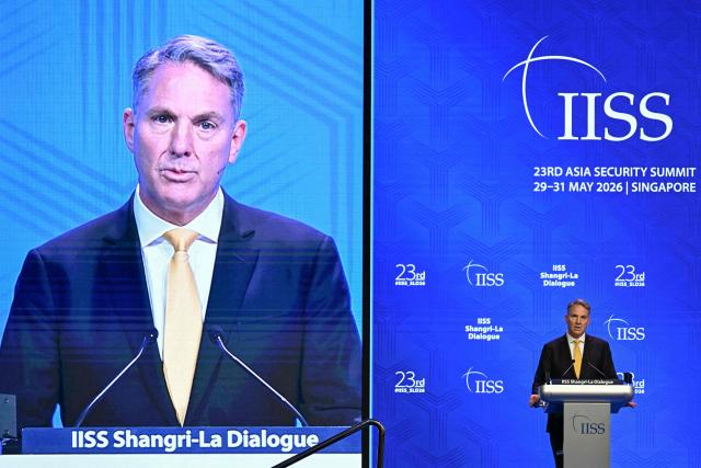 Australia's Deputy Prime Minister and Defence Minister Richard Marles speaks during a plenary session of the 23rd Shangri-La Dialogue summit in Singapore on May 30, 2026. (Photo by JAM STA ROSA / AFP)
