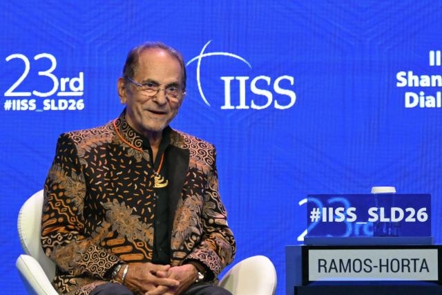 East Timor’s President Jose Ramos-Horta is seen before delivering a special address during the 23rd Shangri-La Dialogue summit in Singapore on May 30, 2026. (Photo by JAM STA ROSA / AFP)