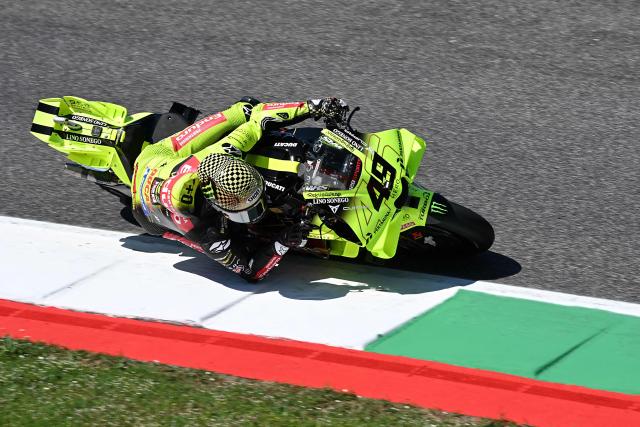 Pertamina Enduro VR46 Raging Team's Italian MotoGP rider Fabio Di Giannantonio takes part in the Qualifying session for the Italian Moto GP Grand Prix at Mugello circuit, in Mugello, near Florence, on May 30, 2026. (Photo by Andreas SOLARO / AFP)
