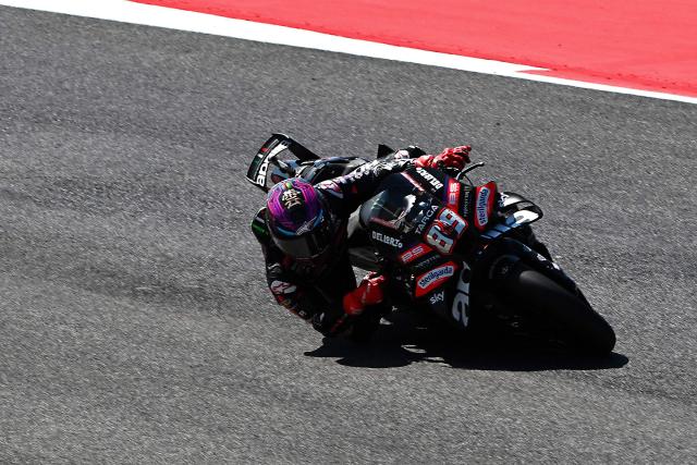 Team Aprilia Racing's Spanish MotoGP rider Jorge Martin takes part in the Qualifying session for the Italian Moto GP Grand Prix at Mugello circuit, in Mugello, near Florence, on May 30, 2026. (Photo by Andreas SOLARO / AFP)