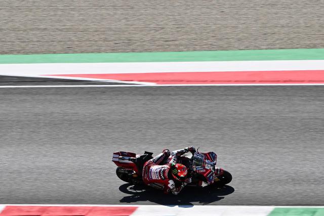 Ducati Lenovo Team's Italian MotoGP rider Francesco Bagnaia takes part in the Qualifying session for the Italian Moto GP Grand Prix at Mugello circuit, in Mugello, near Florence, on May 30, 2026. (Photo by Andreas SOLARO / AFP)