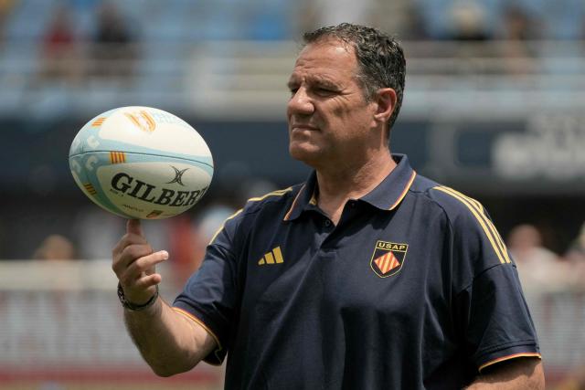 Perpignan's French head coach Laurent Labit looks on ahead of the French Top14 rugby union match between USA Perpignan and Castres Olympique at the Aime-Giral stadium in Perpignan, south-western France on May 30, 2026. (Photo by Idriss Bigou-Gilles / AFP)