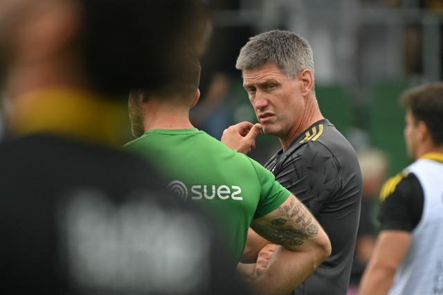 La Rochelle's Irish head coach Ronan O'Gara looks on ahead of the French Top14 rugby union match between US Montauban and Stade Rochelais (La Rochelle) at Stade Sapiac in Montauban, south-western France on May 30, 2026. (Photo by Matthieu RONDEL / AFP)