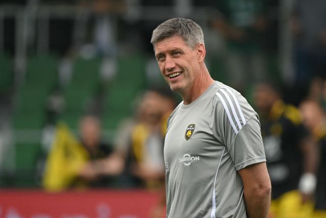 La Rochelle's Irish head coach Ronan O'Gara looks on ahead of the French Top14 rugby union match between US Montauban and Stade Rochelais (La Rochelle) at Stade Sapiac in Montauban, south-western France on May 30, 2026. (Photo by Matthieu RONDEL / AFP)