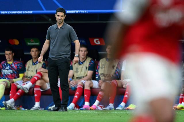 Arsenal's Spanish manager Mikel Arteta reacts during the UEFA Champions League final football match between Paris Saint-Germain (PSG) and Arsenal FC at the Puskas Arena in Budapest on May 30, 2026. (Photo by NICOLAS TUCAT / AFP)