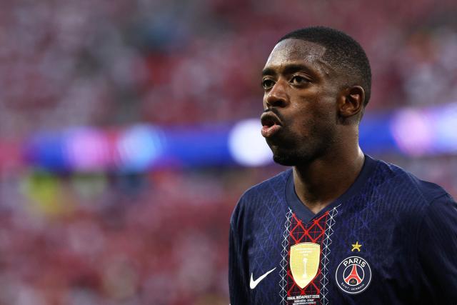 Paris Saint-Germain's French forward #10 Ousmane Dembele reacts during the UEFA Champions League final football match between Paris Saint-Germain (PSG) and Arsenal FC at the Puskas Arena in Budapest on May 30, 2026. (Photo by FRANCK FIFE / AFP)